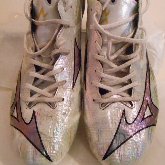 Mizuno Alpha Zeroglide Energy Men's White Iridescent Soccer Cleats Size 10 - Picture 1 of 8
